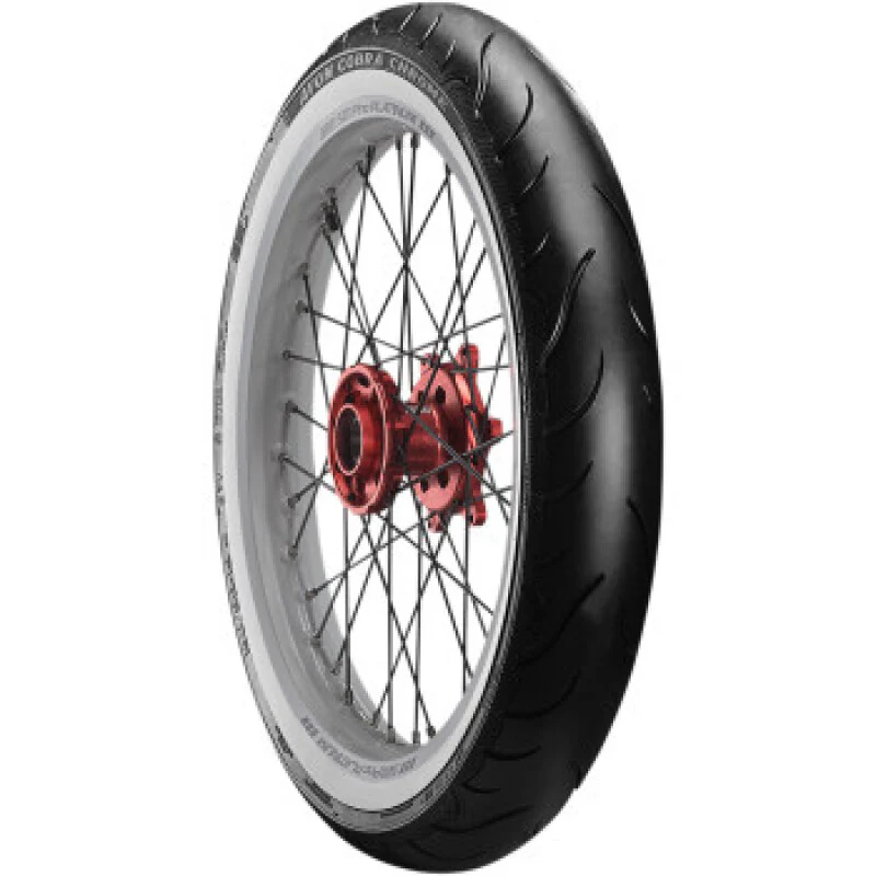 Avon Cobra Chrome AV91 White Sidewall Front Tire - 100/90-19 57V 1DK