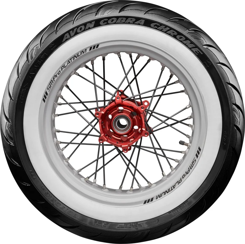 Avon Cobra Chrome AV92 White Sidewall Rear Tire - MT90B16 74H 1DK