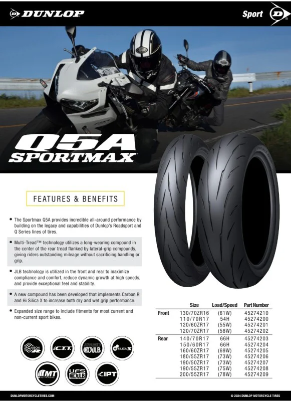 Dunlop Sportmax Q5A Rear Tire - 190/50ZR17 M/C (73W) TL - Image 2