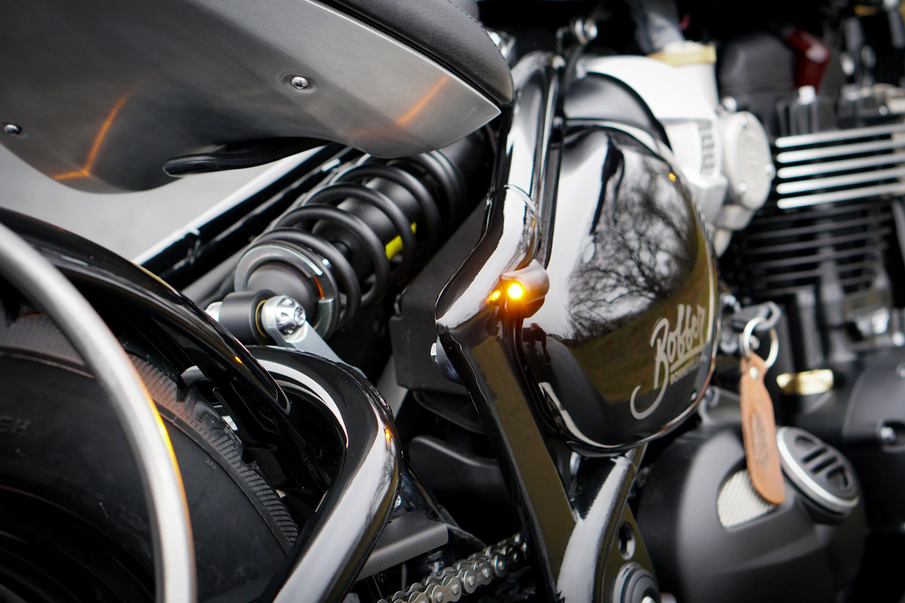 Triumph Bobber Machined Frame Rail Turn Kits - Featuring Kellermann Atto Dark Integral LED's - Image 3